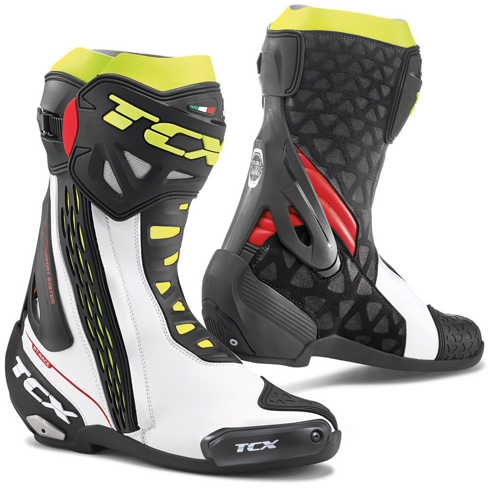 TCX RT-Race Track Day/Road-Racing Boot White/Red/Fluoro Yellow