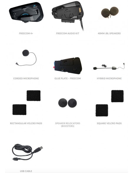 Cardo FRC4P001 - FREECOM 4 Plus Motorcycle 4-Way Bluetooth Communication  System Headset - Black, Single Pack