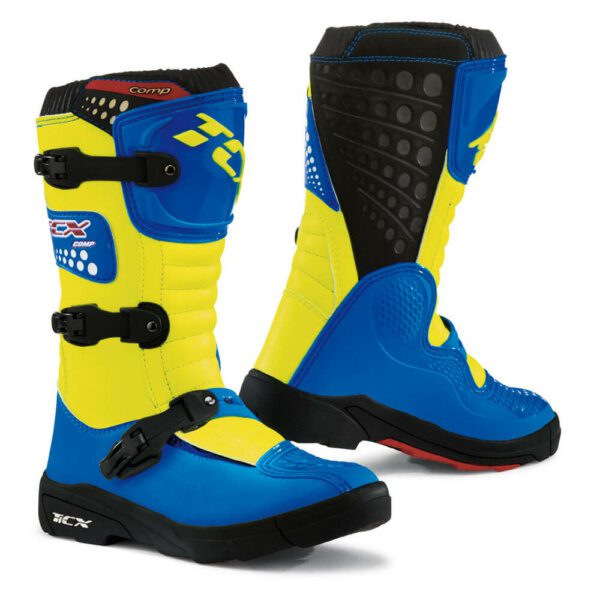 TCX COMP KID YOUTH MX/ENDURO BOOT, MICROFIBRE/POLYURETHANE BLUE/FLUORO YELLOW - Image 1